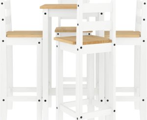 vidaXL vidaXL 5-cz. zestaw mebli barowych, biały, lite drewno sosnowe 4
