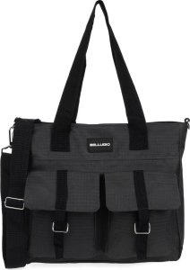 Bellugio Damska Torebka lekka listonoszka Bellugio A4 na ramię do pracy shopperka czarna J38 3