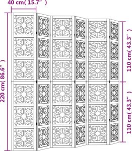 vidaXL vidaXL Parawan pokojowy, 6-panelowy, brązowo-czarny, lita paulownia 8