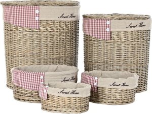 DKD Home Decor Zestaw koszy DKD Home Decor Czerwony Beżowy Naturalny wiklinowy Cottage 51 x 37 x 56 cm (5 Części) (5 Sztuk) 1