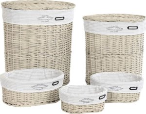 DKD Home Decor Zestaw koszy DKD Home Decor Beżowy wiklinowy 51 x 37 x 56 cm 52 x 38 x 56 cm (5 Części) 1