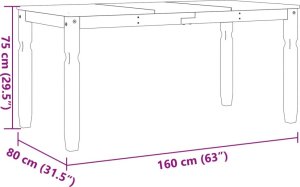 vidaXL vidaXL Stół jadalniany Corona, biały, 160x80x75 cm, drewno sosnowe 8