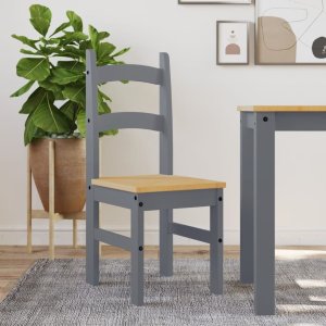 vidaXL vidaXL Krzesła stołowe, 2 szt., szare, 40x46x99 cm, drewno sosnowe 1