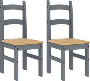 vidaXL vidaXL Krzesła stołowe, 2 szt., szare, 40x46x99 cm, drewno sosnowe 2