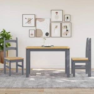 vidaXL vidaXL Krzesła stołowe, 2 szt., szare, 40x46x99 cm, drewno sosnowe 3