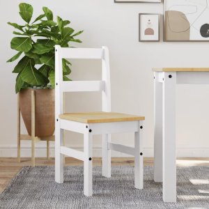 vidaXL vidaXL Krzesła stołowe Panama, 2 szt., białe 40x46x90 cm, sosnowe 1