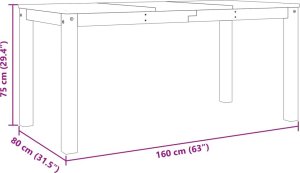vidaXL Stół jadalniany Panama, 160x80x75 cm, lite drewno sosnowe 8