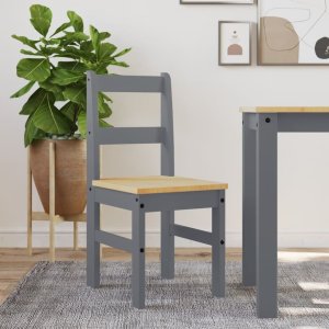 vidaXL vidaXL Krzesła stołowe Panama, 2 szt., szare, 40x46x90 cm, sosnowe 1