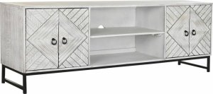 DKD Home Decor MebleTV DKD Home Decor 180 x 40 x 60 cm Czarny Metal Biały Drewno mango 1