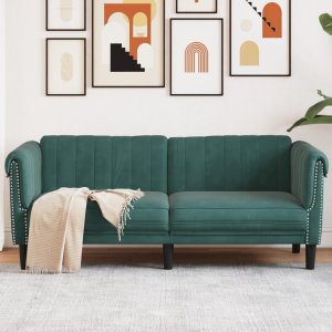 vidaXL vidaXL Sofa dwuosobowa, ciemnozielona, aksamit 1