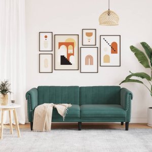 vidaXL vidaXL Sofa dwuosobowa, ciemnozielona, aksamit 3