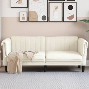 vidaXL vidaXL Sofa dwuosobowa, kremowa, aksamit 1