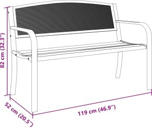 vidaXL vidaXL Ławka ogrodowa, 119 cm, czarna, stalowa 8