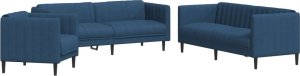 vidaXL vidaXL 3-cz. komplet wypoczynkowy, niebieski, tkanina 2