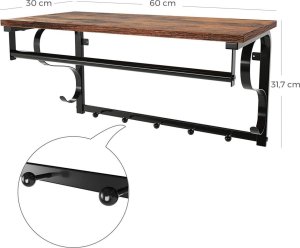 Leobert Półka z wieszakami na ubrania drewniana LOFT (LCR11BX) 5