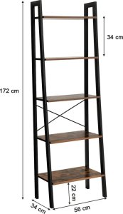 Leobert Regał w stylu rustykalnym 5 półek metalowy stelaż loft 5