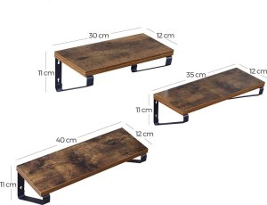 Leobert Zestaw 3 półek wiszących drewniane Loft 5