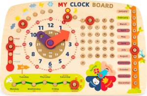 Ecotoys Drewniana tablica manipulacyjna dla dzieci kalendarz zegar ECOTOYS 2