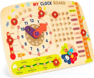 Ecotoys Drewniana tablica manipulacyjna dla dzieci kalendarz zegar ECOTOYS 3