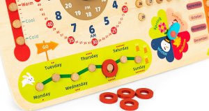 Ecotoys Drewniana tablica manipulacyjna dla dzieci kalendarz zegar ECOTOYS 6