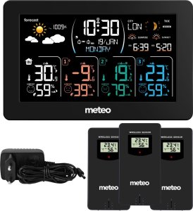 Stacja pogodowa Meteo Stacja Pogody SP108 z DCF +3 czujniki czarna 1