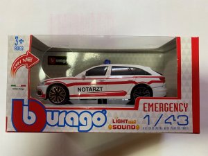 Bburago BBURAGO 1:43 automodel Audi A6 Avant Lithuania Police version, with light and sound, 18-31053 1