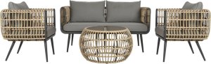 DKD Home Decor Zestaw Stół i 3 Krzesła DKD Home Decor Brązowy Aluminium rattan syntetyczny 144 x 67 x 74 cm 1