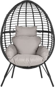 DKD Home Decor Fotel ogrodowy DKD Home Decor 90 x 65 x 151 cm Czarny Szary Metal rattan syntetyczny 1