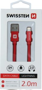 Kabel USB Sourcing Textile USB / Lightning 2.0 m Srebrny (SW-QU-LIGH-3A-2M-SI) 6