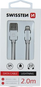 Kabel USB Sourcing Textile USB / Lightning 2.0 m Srebrny (SW-QU-LIGH-3A-2M-SI) 10