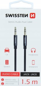 Kabel USB Sourcing Swissten Textile Premium AUX cable 3.5 mm - 3.5 mm 1.5m Black 1