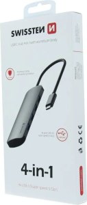 HUB USB Sourcing Swissten USB-C Splitter 4in1 with 4 USB 3.0 sockets / Aluminum case 5