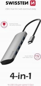 HUB USB Sourcing Swissten USB-C Splitter 4in1 with 4 USB 3.0 sockets / Aluminum case 8