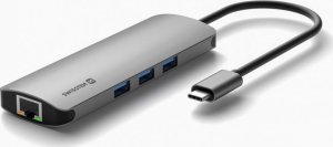 HUB USB Sourcing Swissten USB-C Splitter 8in1 with 3X USB 3.0 / 1X USB-C Power Delivery / 1X microSD / 1X SD / 1x HDMI 4K / 1x LAN RJ45 / Aluminum housing 9