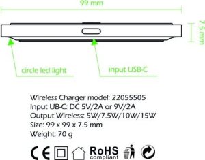 Ładowarka Sourcing Swissten 15W Wireless charger with USB-C 1.5m cable 15