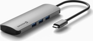 HUB USB Sourcing Swissten USB-C Splitter 6in1 with 3X USB 3.0 / 1X USB-C Power Delivery / 1X microSD / 1X SD / Aluminum housing 4