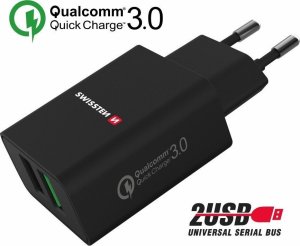 Ładowarka Sourcing Swissten Premium Network Charger 2x USB / QC3.0 23W Black 2