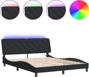 vidaXL vidaXL Rama łóżka z LED, czarna, 160x200 cm, aksamitna 2