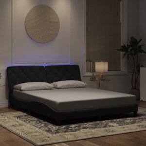 vidaXL vidaXL Rama łóżka z LED, czarna, 160x200 cm, aksamitna 3
