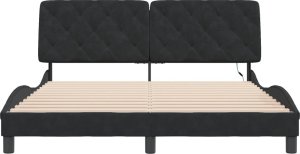 vidaXL vidaXL Rama łóżka z LED, czarna, 160x200 cm, aksamitna 5