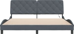 vidaXL vidaXL Rama łóżka z LED, ciemnoszara, 180x200 cm, aksamitna 6