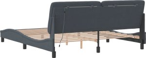vidaXL vidaXL Rama łóżka z LED, ciemnoszara, 180x200 cm, aksamitna 8