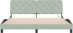 vidaXL vidaXL Rama łóżka z LED, jasnoszara, 180x200 cm, aksamitna 6