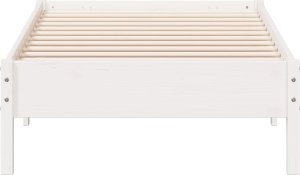 vidaXL Rama łóżka, biała, 100 x 200 cm, lite drewno sosnowe 4