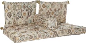 DKD Home Decor Kanapa 2-osobowa DKD Home Decor Beżowy Brązowy Bawełna Żółty (145 x 76 x 13 cm) 1