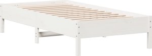 vidaXL Rama łóżka, biała, 90x190 cm, lite drewno sosnowe 2