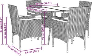 vidaXL vidaXL 5-cz. zestaw mebli ogrodowych z poduszkami, szary, polirattan 7
