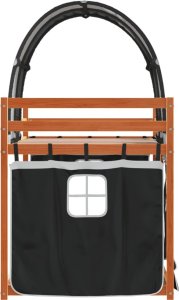 vidaXL vidaXL Łóżko piętrowe z zasłonkami, biało-czarne, 90x190 cm, sosnowe 6