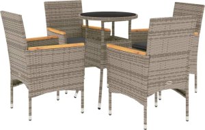 vidaXL vidaXL 5-cz. zestaw mebli ogrodowych z poduszkami, szary, polirattan 2