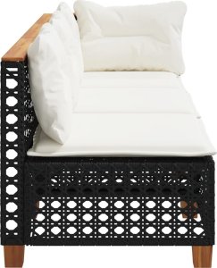 vidaXL Sofa ogrodowa z poduszkami, 3-osobowa, czarna, polirattan 5